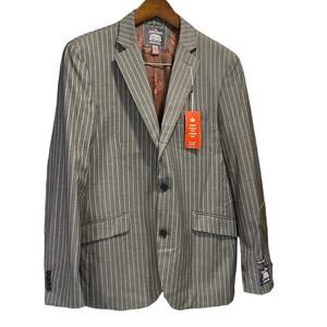 Saville Row Men Hoxton Gray Pinstripe Sport Coat Jacket Blazer 40R Brit Slim NWT